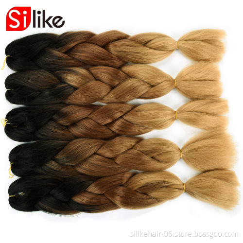 Silike X-pression Synthetic Jumbo Braiding Hair Bulk  Extensions 24" 100g Synthetic Fiber Hair Braiding Crochet Extension Hair
